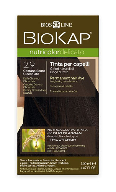 Biokap NUTRICOLOR DELICATO - Hårfarge - 2,90 Mørk kastanjesjokolade 140 ml