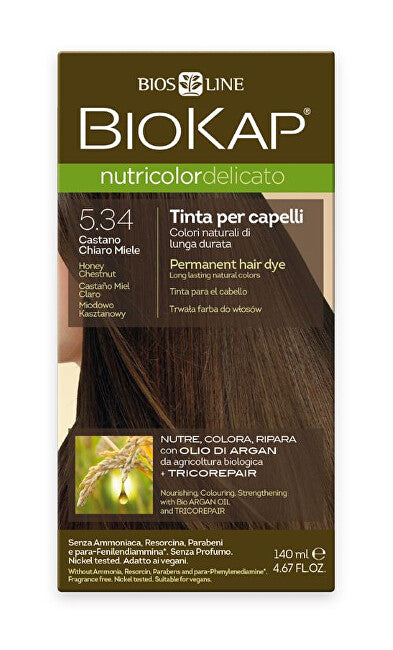 Biokap NUTRICOLOR DELICATO - Hair color - 5.34 Chestnut honey 140 ml