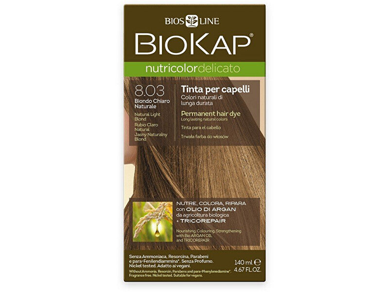 Biokap NUTRICOLOR DELICATO - Hårfärg - 8,03 Ljusblond naturale 140 ml