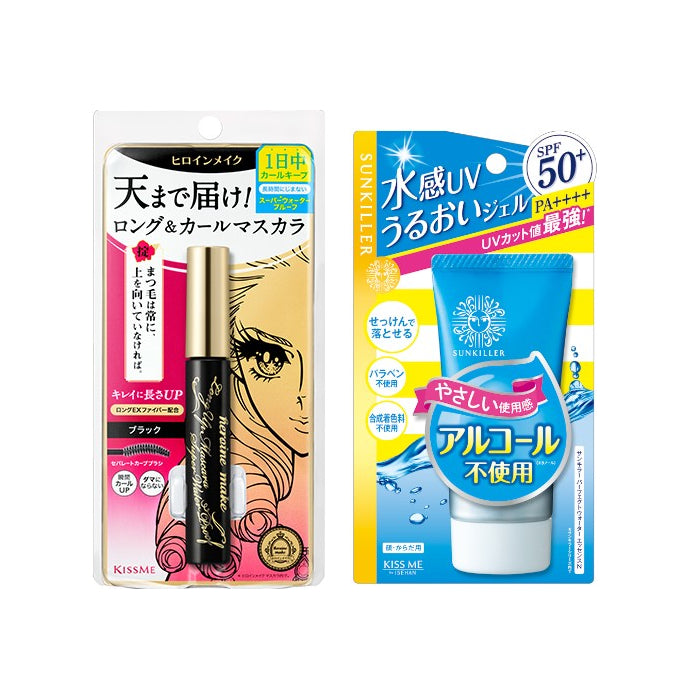 ISEHAN Kiss Me Heroine Make Long & Curl Super Waterproof Mascara (New Version) - 6g - 01 Black (1ea) + Sunkiller Perfect Water