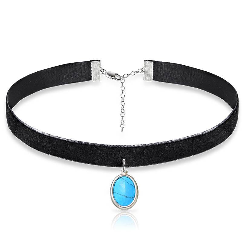 Black Velvet Choker with Personalised Stone