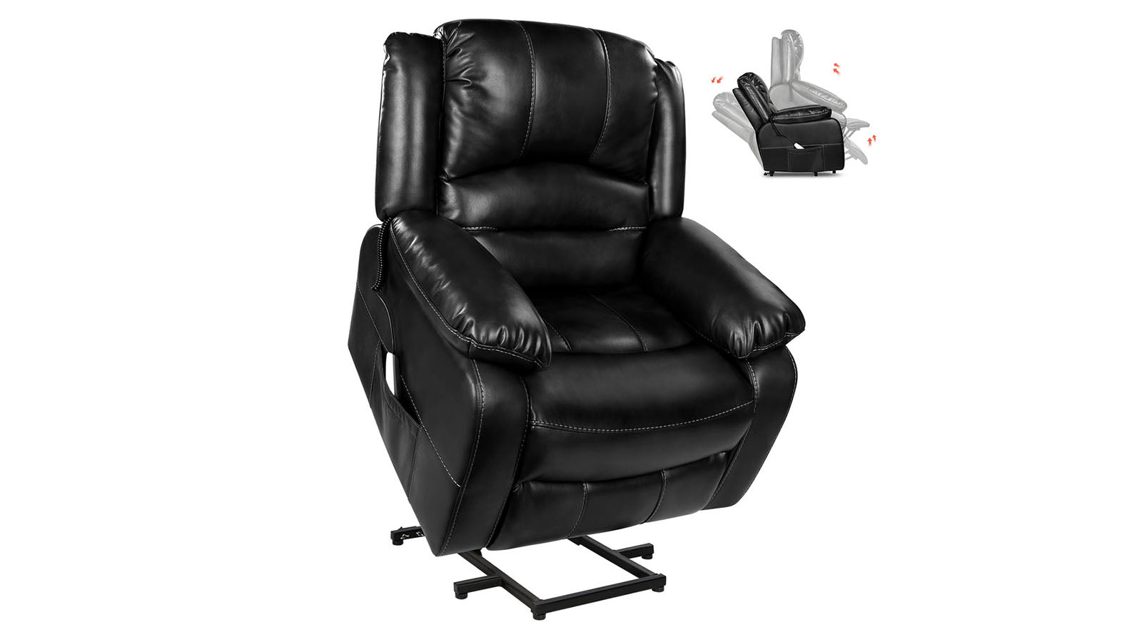 6Blu Power Lift Chair: Support up to 360 lbs Black