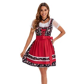Carnaval Oktoberfest bier Kostuum Jurken Dirndl Trachtenkleider Oktoberfest - bier Bavarian Klederdrachtjurk Weiden Dames Doek in traditionele stijl Blouses Kl