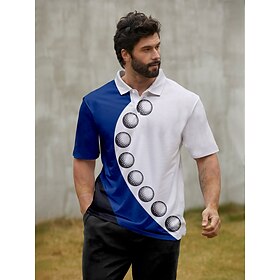 Homens Camisa polo de caminhada Azul Marinha Manga Curta Blusas Roupas de golfe, roupas, roupas, roupas