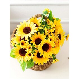 1 pacote de buquê de girassol artificial - 13 cabeças, pequenas margaridas - flores simuladas para decoração de casa, quarto e estilo pastoral
