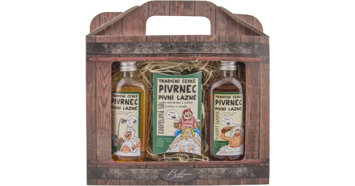 Bohemia Gifts & kosmetika badrumspresentförpackning för män Schampo 100 ml + duschgel 100 ml + badsalt 150 g