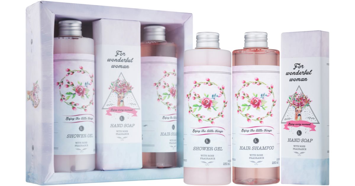 Bohemia Gifts & Kosmetikk Rosarium Boho Stil gaveeske for dusjgelé 250 ml + sjampo 250 ml + håndsåpe 160 g