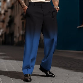Homens Social Impressão 3D Gráfico Comprimento total O negócio Casual Simples Preto Azul Sem Elasticidade