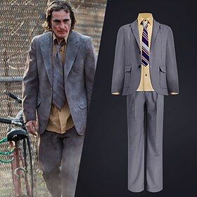 Joker : Folie à Deux Joker 2 Joker Pitre Tenue Tailleurs et Vestons Homme Cosplay de Film Déguisement Cosplay Gris et Jaune Halloween Carnaval Mascarade Fête -