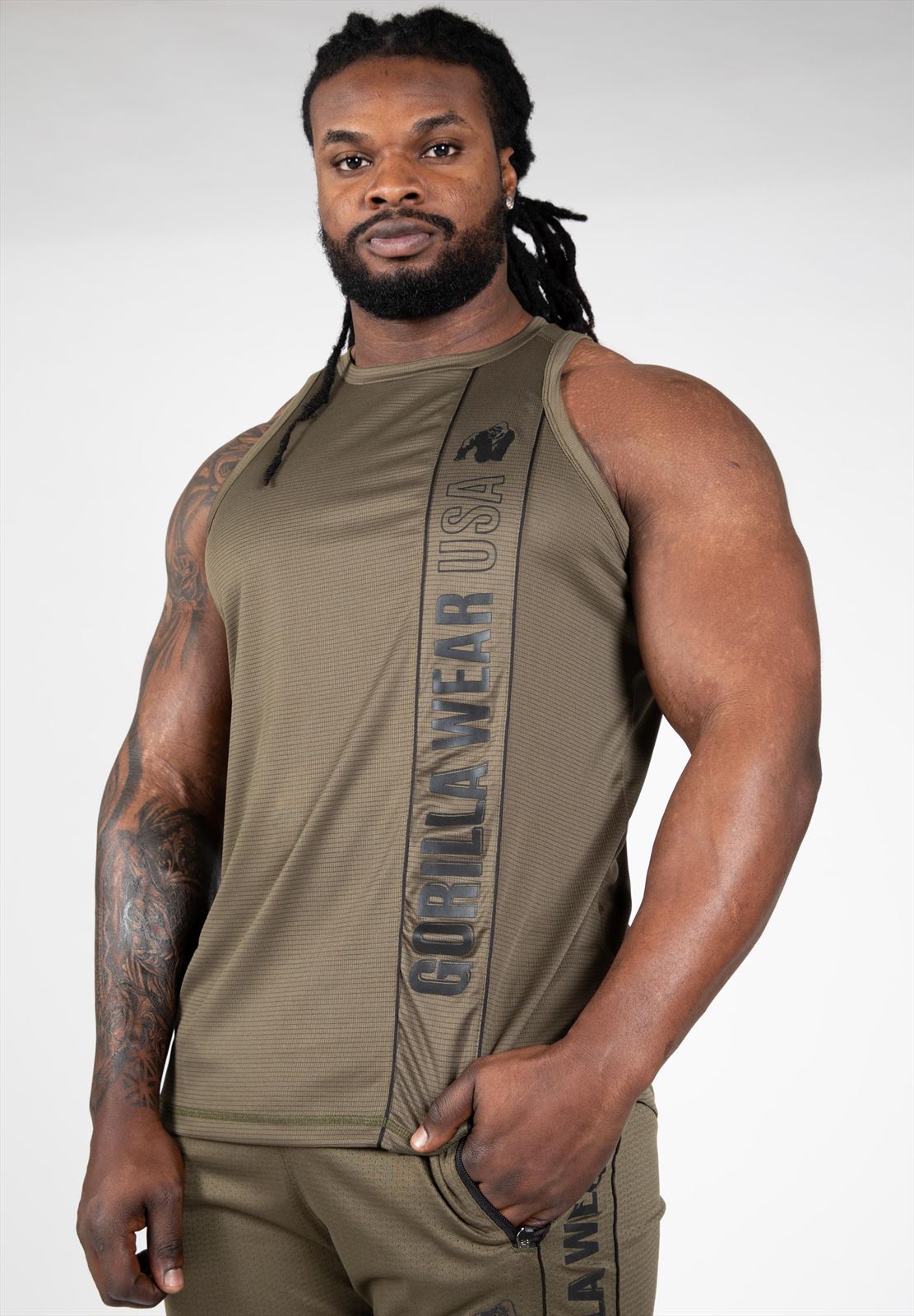 Branson Tank Top - Army Green-Black - S