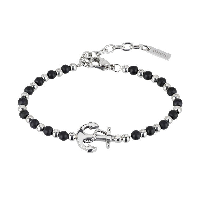 Breil Elegant Black Onyx Anchor Bead Bracelet TJ2407