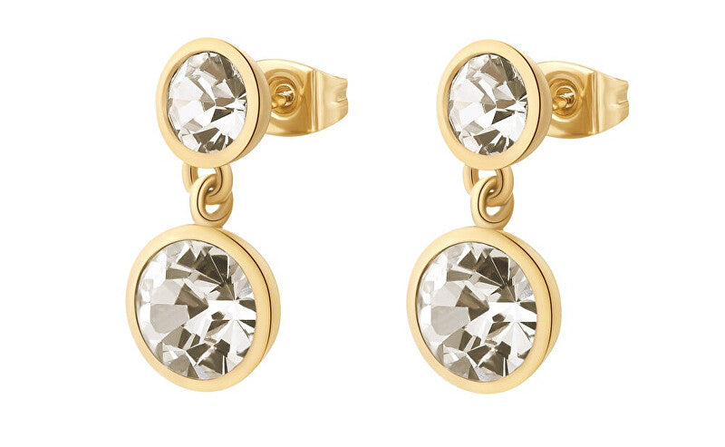 Brosway Boucles d'oreilles pendantes élégantes plaquées or avec cristaux Symphonia BYM173