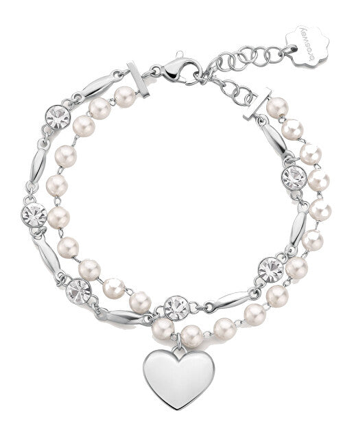 Brosway Charmigt dubbelarmband med kristaller och pärlor Shell Chakra BHKB213