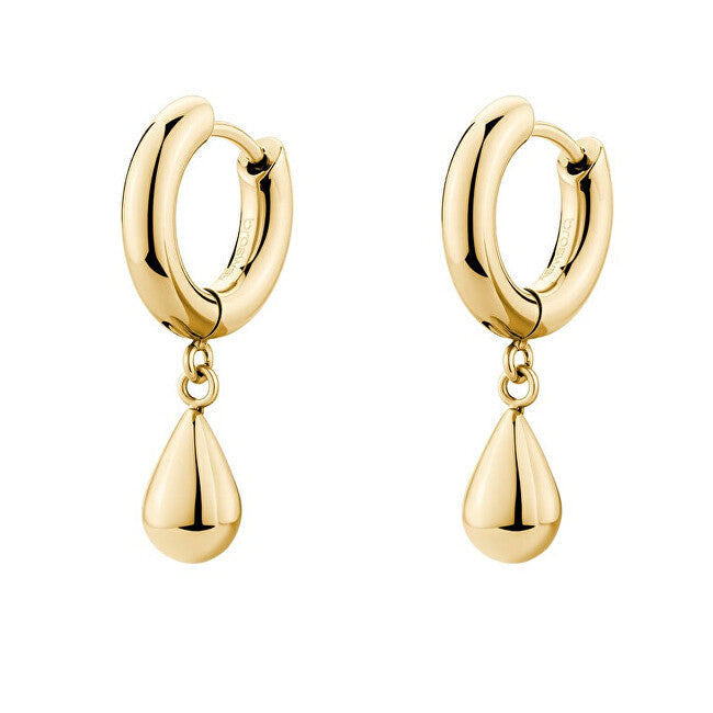 Brosway Guldpläterade Hoop Örhängen med Tear Drop Charms Perfekt BPC45