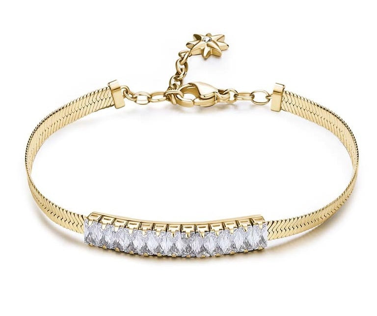 Brosway Hádek Wishes Gold Plated Bracelet with Cubic Zirconia BEI088