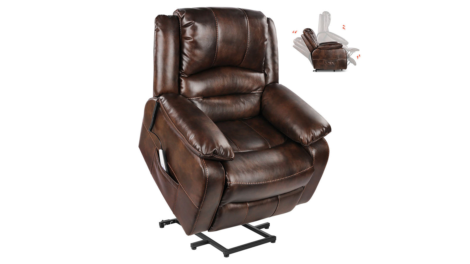 6Blu Power Lift Chair: Support up to 360 lbs Brown