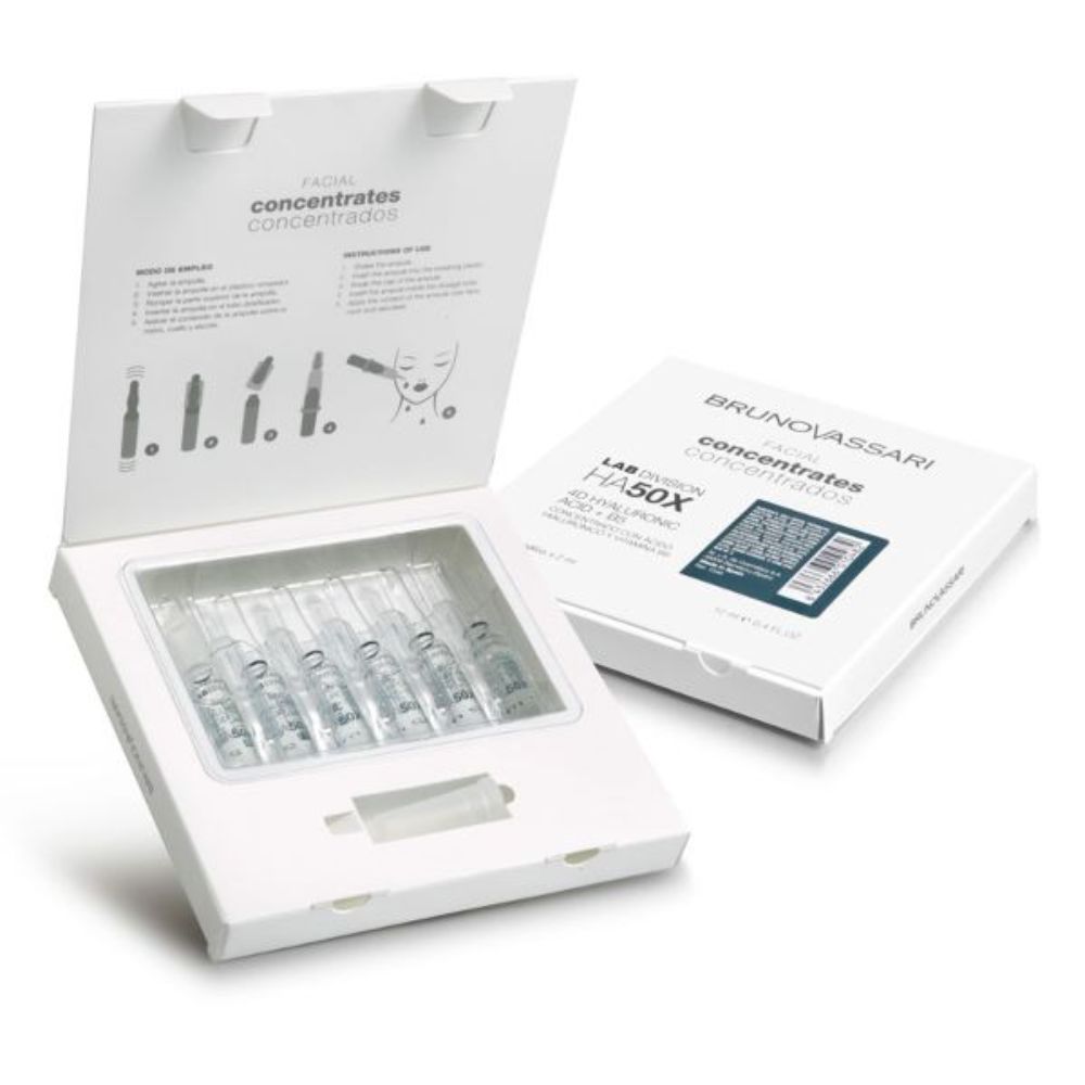Sæt, Bruno Vassari, HA50X, Hyaluronsyre, Hydro-Nourishing, Serumbehandlingsflasker, Til ansigt, Til kvinder, 6 stk., 2 ml