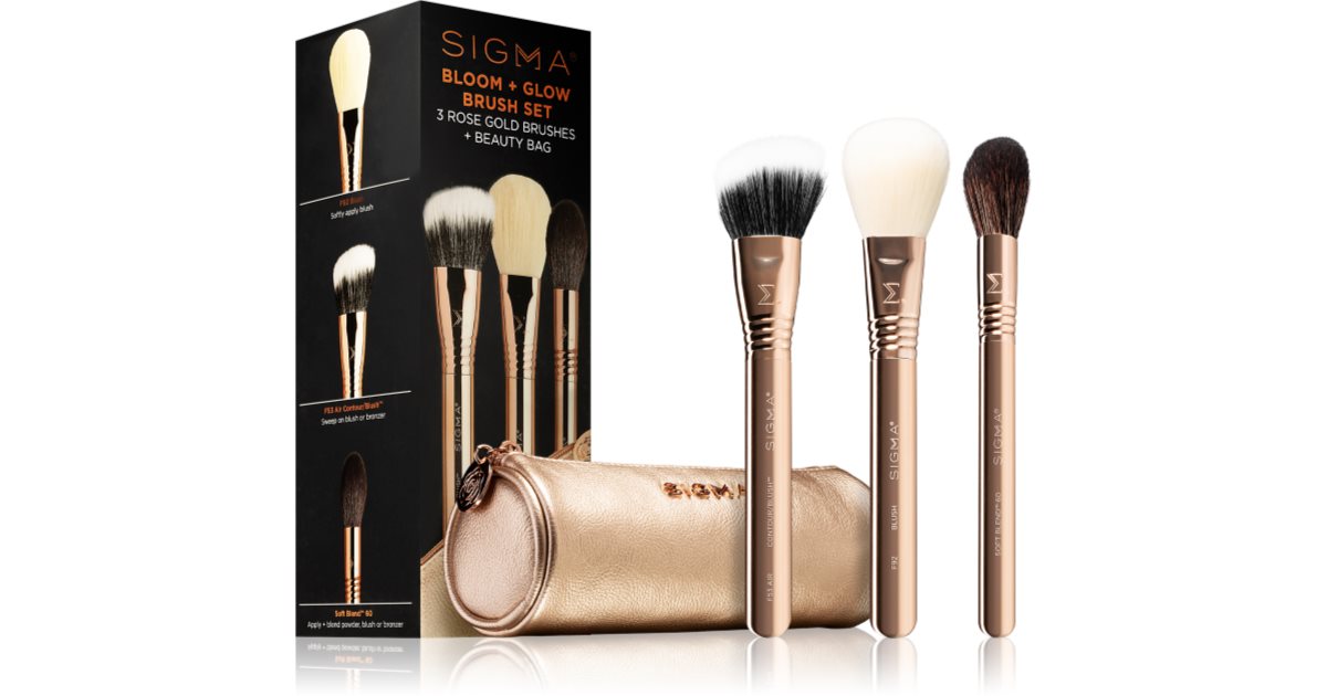 Sigma Beauty Sett Bloom + Glødebørstesett med etui