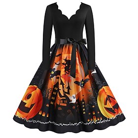 Pumpkin Vintage Party - Evening Dress Swing Dress Pumpkin Women's for Halloween New Year Festival Adults'