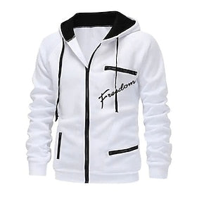 Men's Military Tactical Hoodie Graphic Prints Fashion Daily Casual Men's Hoodie Zip Hoodie Outerwear Vacation Going out Streetwear Hoodies Black White Red Hood