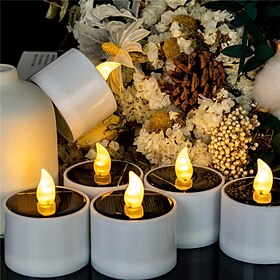 Outdoor Waterproof Solar Candles Light  Dusk to Dawn Outdoor Garden Lighting  Reusable LED Tea Light Candles for Lantern Garden Camping and Home Decor Lamp