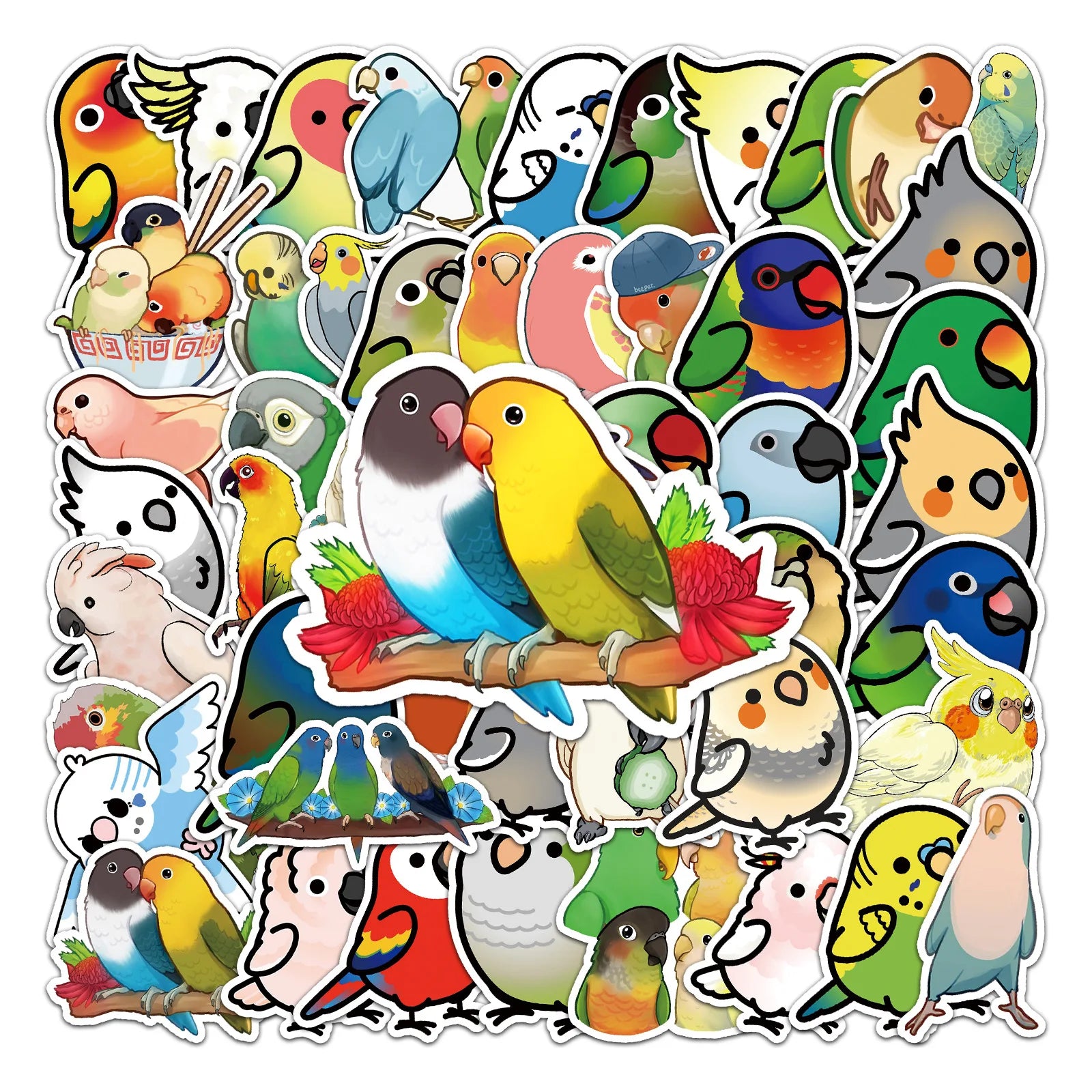 10-30-50pcs Kawaii Parrot Bird Graffiti Stickers Trave NoteBook Phone Taptop Guitar Graffiit Sticker Gift for Kid Toy Wholesale