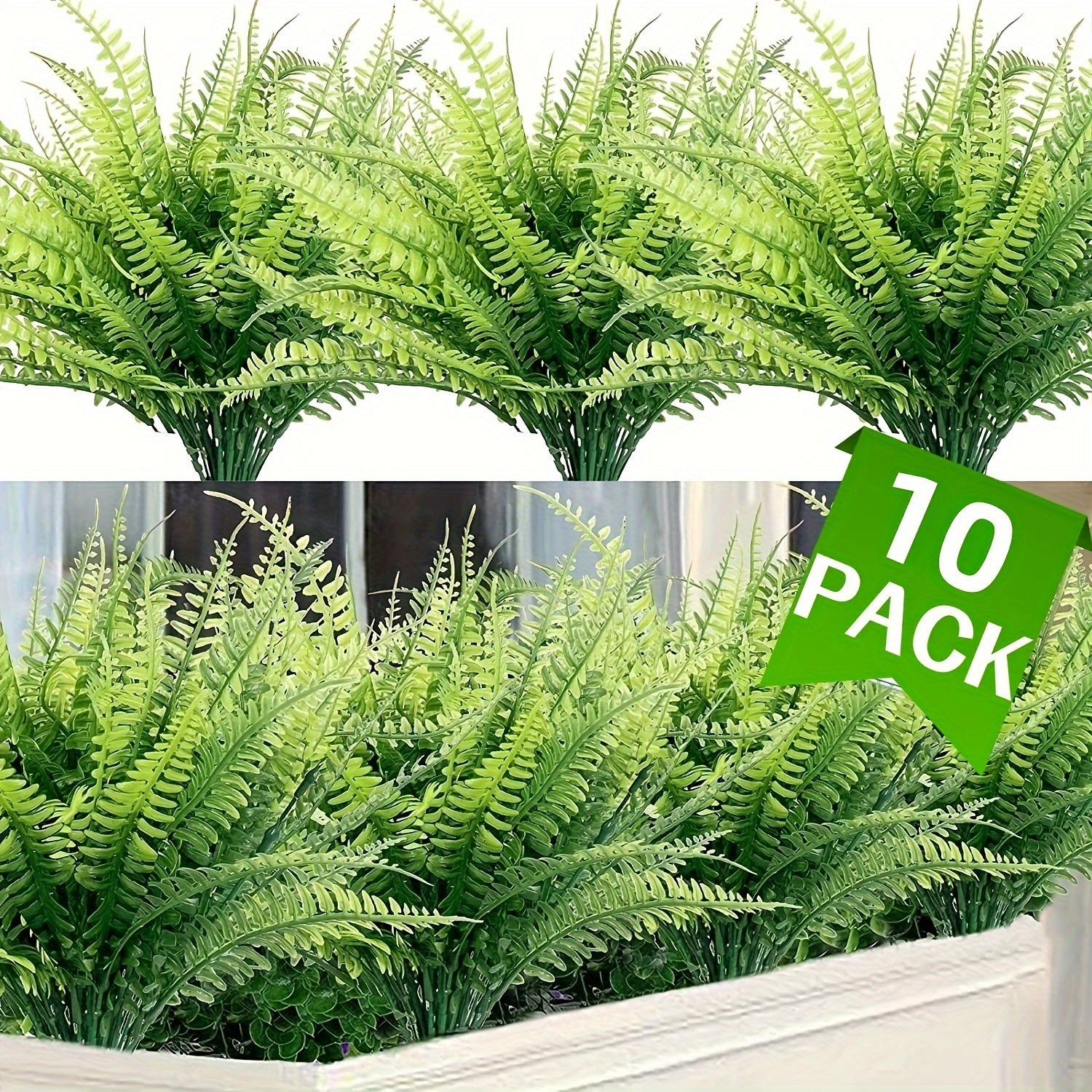 TEMU 10 Bundles Artificial Plants Summer Decoration, Fake Plants Greenery Artificial Plants Boston Ferns, Outdoor Uv Resistant Artificial Flowers