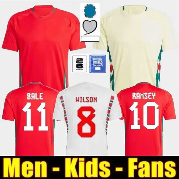 Euro 2024 Wales soccer jerseys JAMES BALE 24 25 Welsh football shirts JOHNSON N.WILLIAMS RODON MOORE THOMAS Men kids soccer kit sets jersey