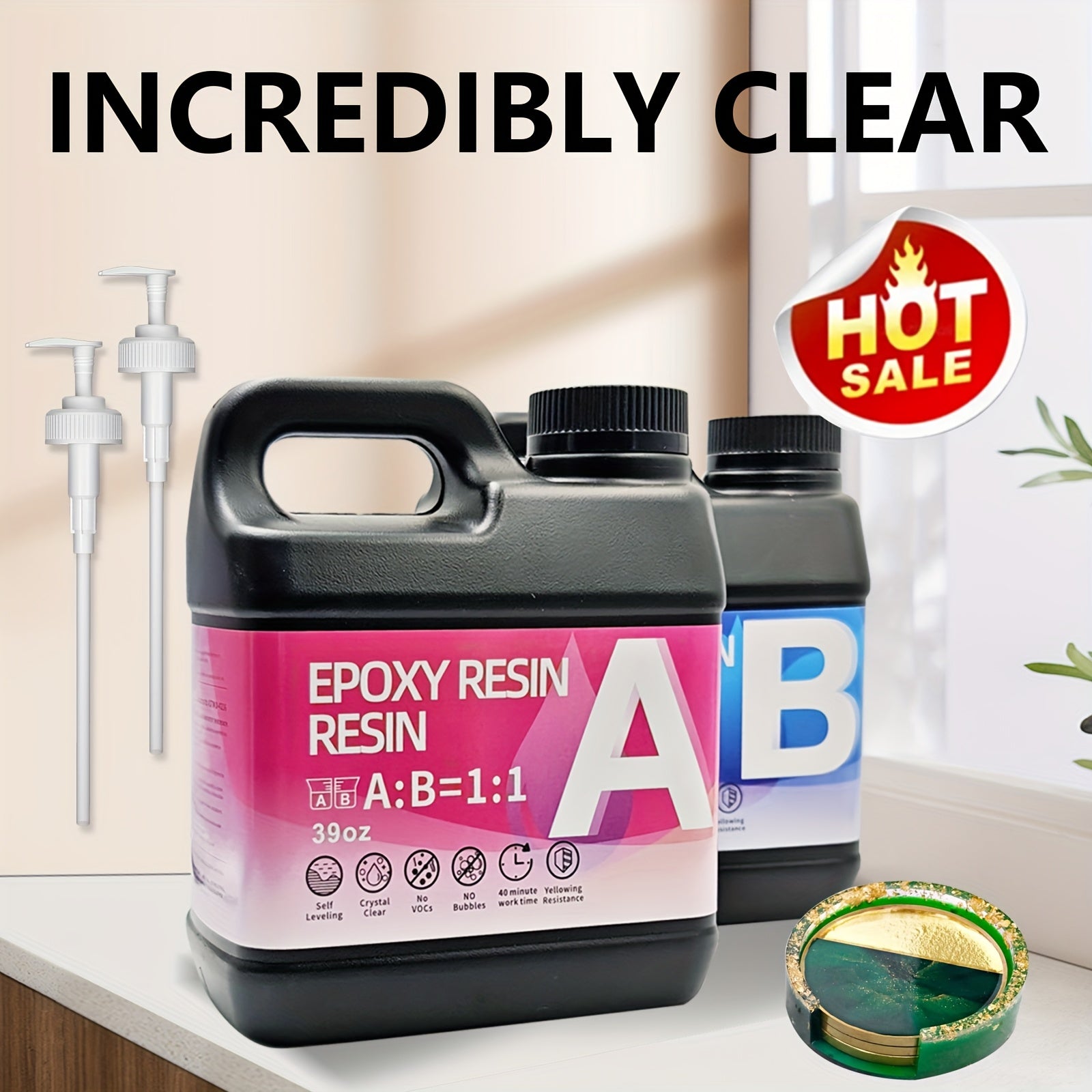 TEMU 390oz-234oz-78oz Epoxy Resin, Bubble-free Epoxy Resin, 5 Sets-3 Sets-1 Set Of Combination Matching , Suitable For Handicrafts, Canvas Painting,