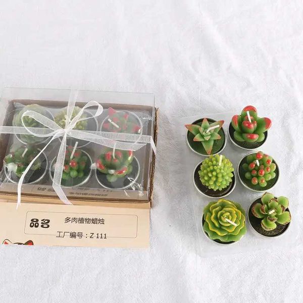 Candles 6 Creative Fragrance Candle Set Mini Cactus Meat Birthday Candles Personalized Instagram Style Smokeless Hand Gift Candles CL241223