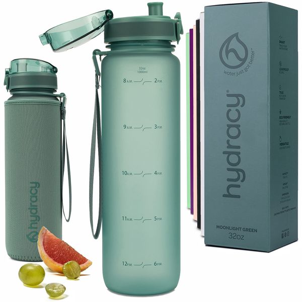 Time Marker Large BPA Free Water Sweatfree Cover Leak Proof Bottle Beverage With Fruit Filter - Ideal Gift For Fiess And Outdoor Activities