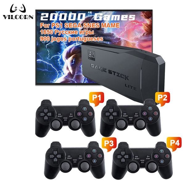 Game Controllers Joysticks Video Console TV HD Stick 4K 128 GB 20000 Retro Games For PS1 GBA Dendy MAME Everdrive Save Search Adding 230816