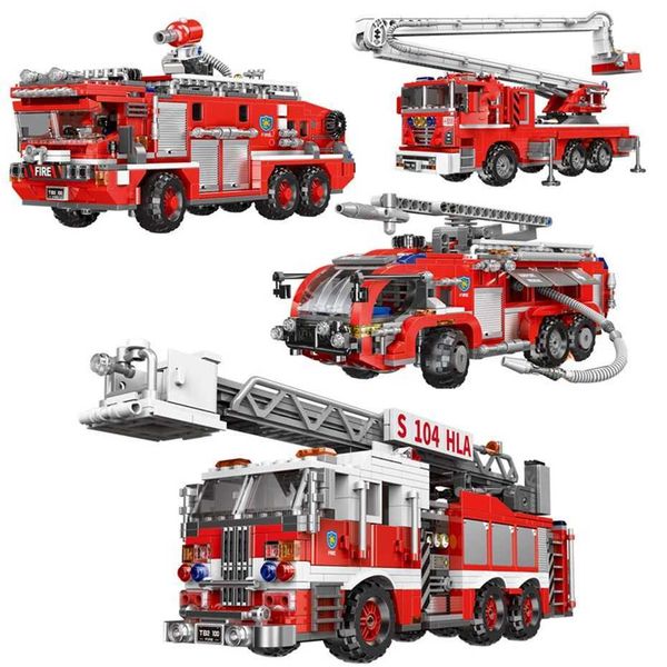 XINGBAO 03028-03029-03030-03031 City Fire Fighting Truck Series 4 Styles Fire Engine Building Blocks Ladder Truck Bricks GiftsM240819