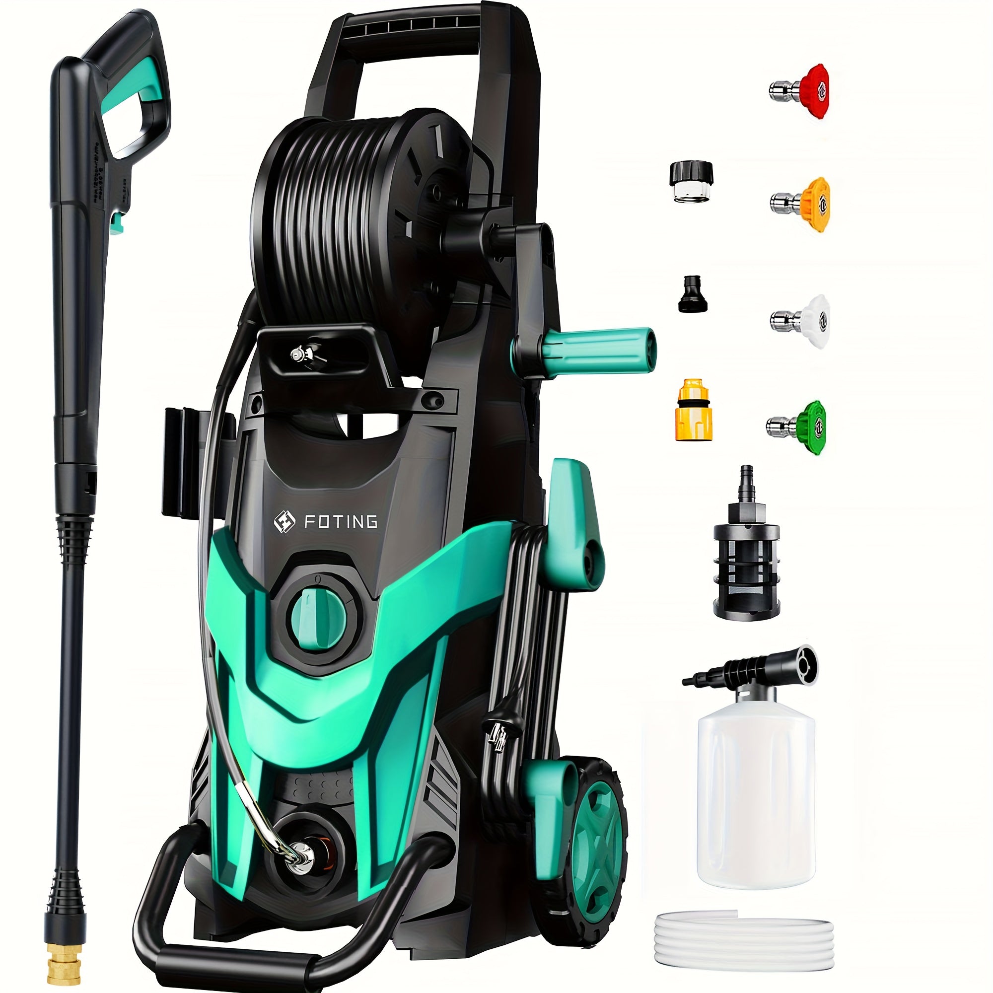 TEMU 2025upgraded Electric Pressure Washer, 4500 Psi 3.2 Gpm Power Washer With 4 Quick Connect Nozzles, Inlet Hose & Filter& Foam Cannon For