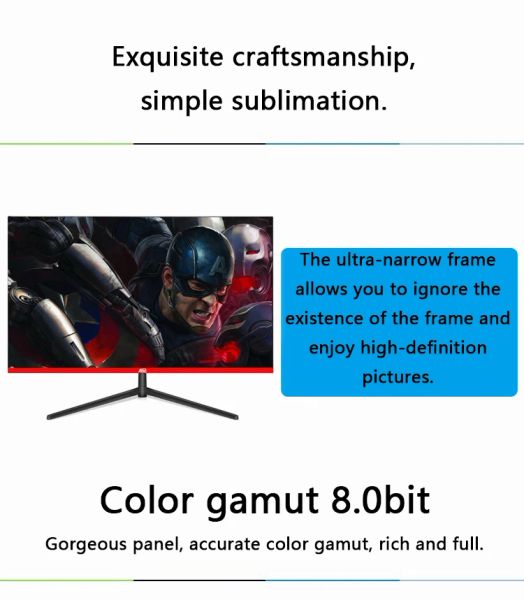 ASUSHOM 27 Inch 144HZ-165HZ Monitor Display Curved Screen Computer Monitor PC 2K HD Gaming HDMI 27 Flat Panel Portable Monitor