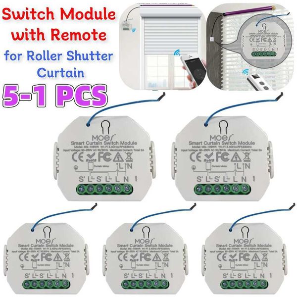 1-5PCS Curtain Switch Module Graffiti Roller Shutter Blinds Motor WiFi Work with APP Control RF Radio Frequency Remote HouseholdT250121
