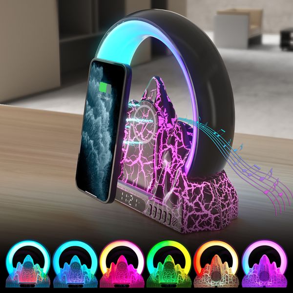 Big RGB G Table Lamp Bluetooth Speaker APP Control Music Rhythm Pickup Clock Alarm Clock Smart Home Colorful Atmosphere Lights