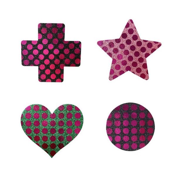 10 pairs-batch of new womens party glitter big round dot love cross pastry disposable breast stickers W240829