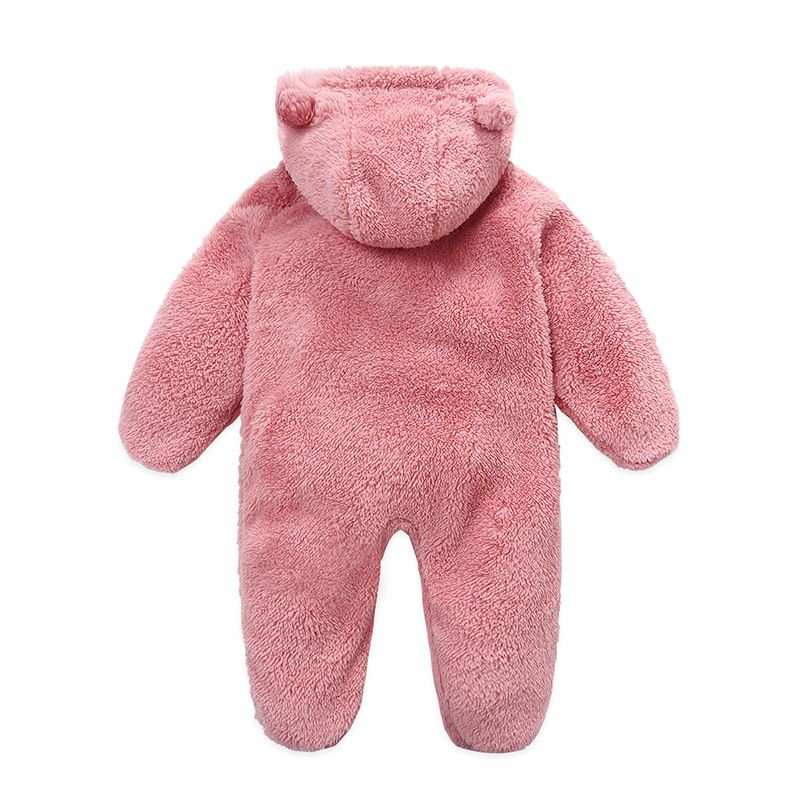 K588 Olekid Autumn Winter Newborn Overalls Plus Velvet Hooded Girl Romper 01 Years Infant Toddler Boy Jumpsuit Outfit Drop Delivery Baby