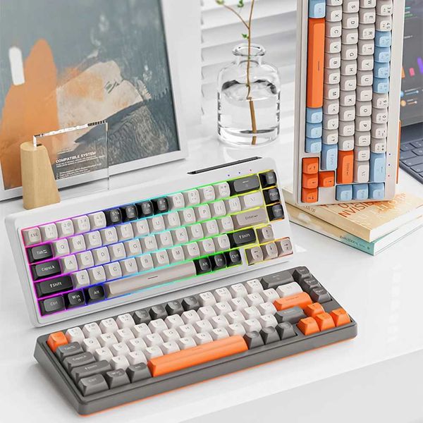 Keyboards Wireless Mechanical Keyboard 68 Keys Wireless Gaming Keyboard Tri-Mode BT5.0-2.4GHz-USB-C for Windows Laptop PC Gamer CL250110