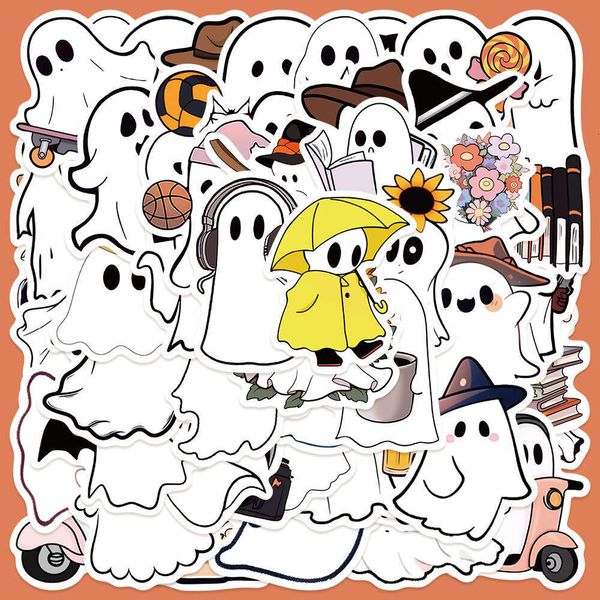 50 cute cartoon ghost for laptops, account books, phone cases, decorative waterproof stickers