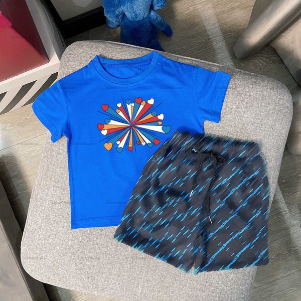 New baby T-shirt Summer tracksuits boys girls Short sleeved suit kids designer clothes Radial logo Multi-colored T-shirt and shorts