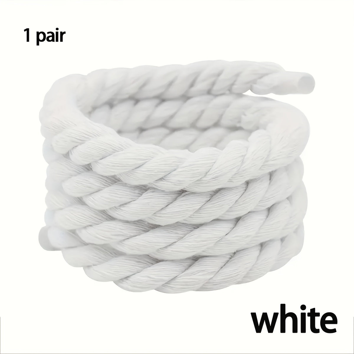 TEMU 1 Pair Of Handmade Braided Twine Shoelaces - & Stylish Thick Rope Laces For Sneakers, Canvas Shoes, And Casual Footwear (white, Black, Pink)