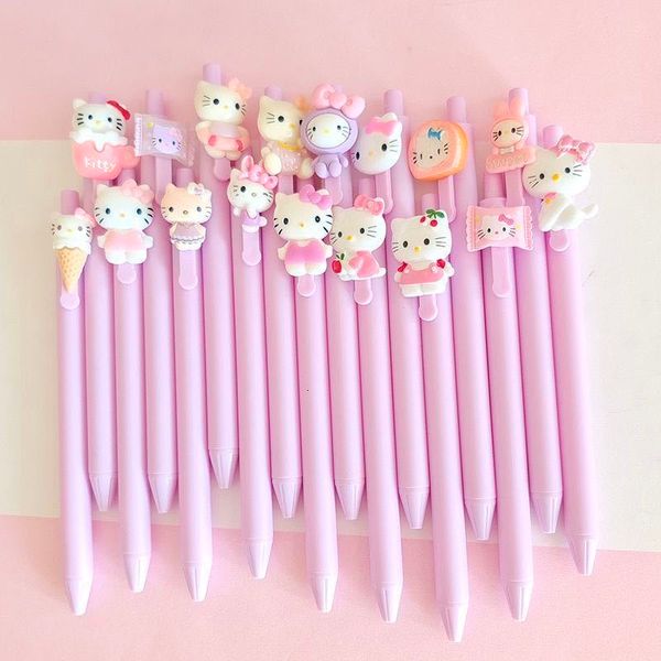 Ballpoint Pens 10pcsset Creative cute cat Simple small fresh gel pen kawaii Quick drying Cap neutral journal supplies Stationery 230630
