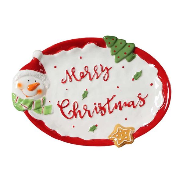 Decorative Plates Christmas Decorative Plate Cute Porcelain for Farmhouse Restaurant Xmas Gift CL250121