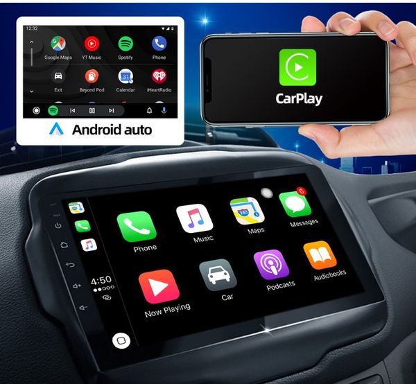 Double 10.1 inch Car Stereo Wireless Carplay Android auto 2G+32G Touch Screen Monitor Support Bluetooth, WiFi, GPS, FM, SWC + Rear Camera &