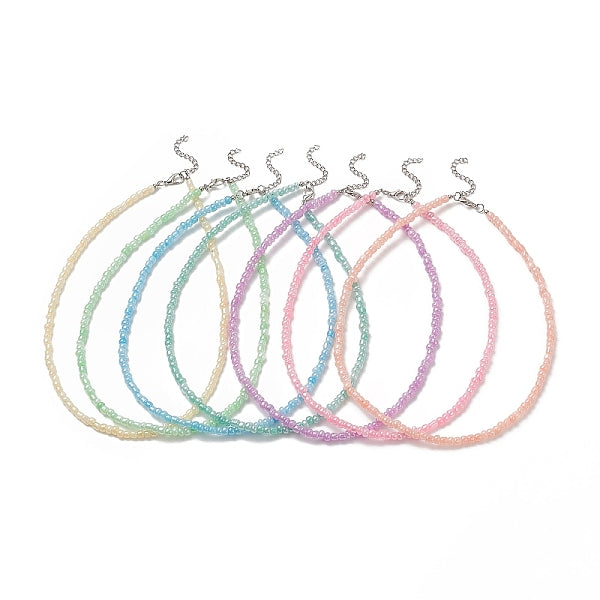 7 Uds. Conjunto de collares con cuentas de semillas de vidrio de 7 colores para mujer