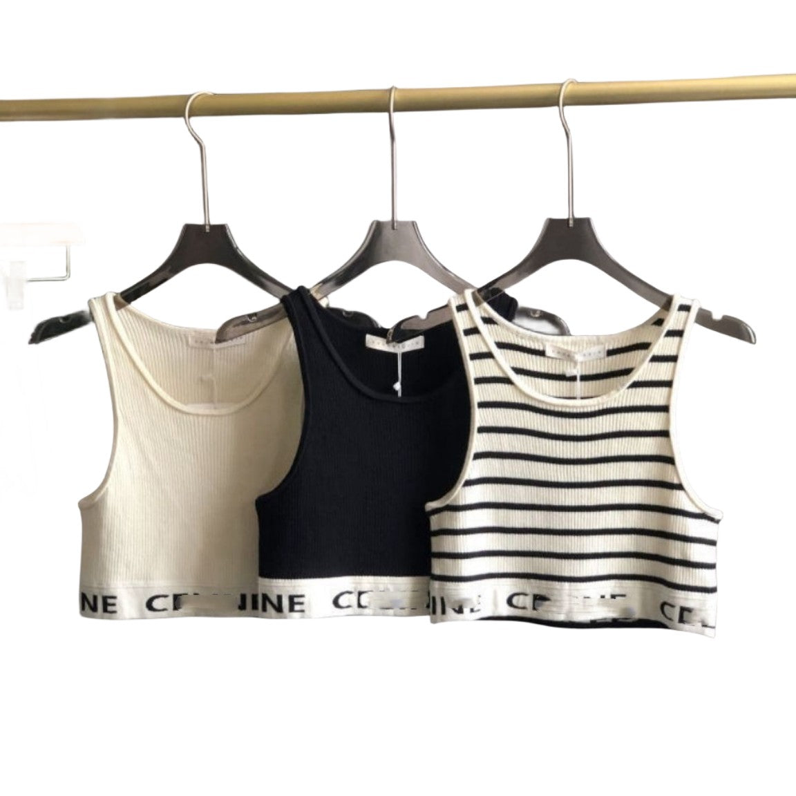 Women&#039;s thread knitted u-neck letter print bandage bottom sports yoga casual crop top vest tanks camis SML