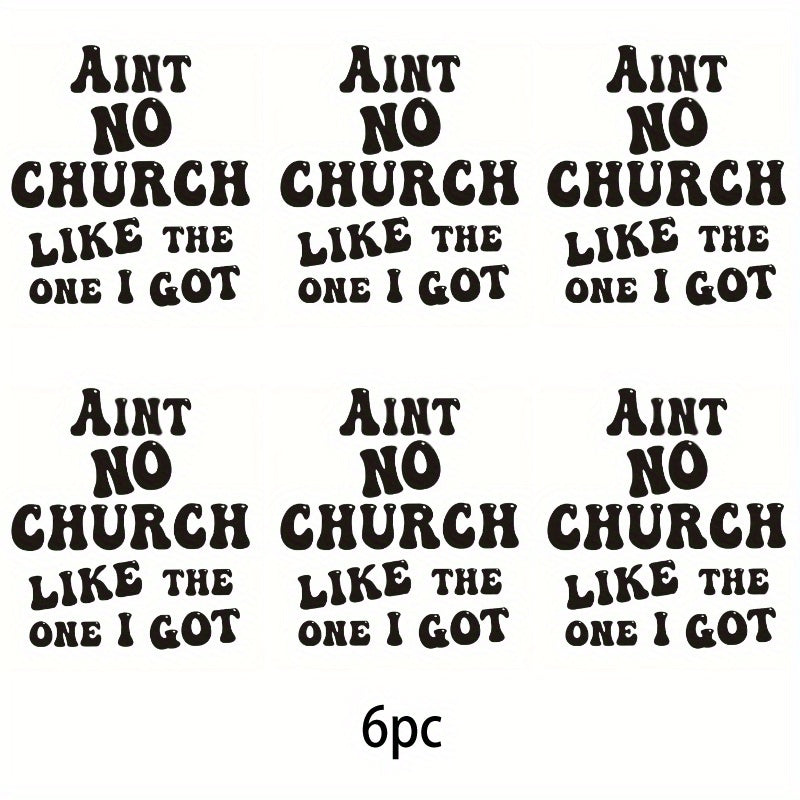 TEMU 6pcs " No Church Like The 1 " Iron-on Vinyl Patches - Diy Heat Transfers For T-shirts, Clothing & , Mixed Colors, Tshirt Designs, Contrast
