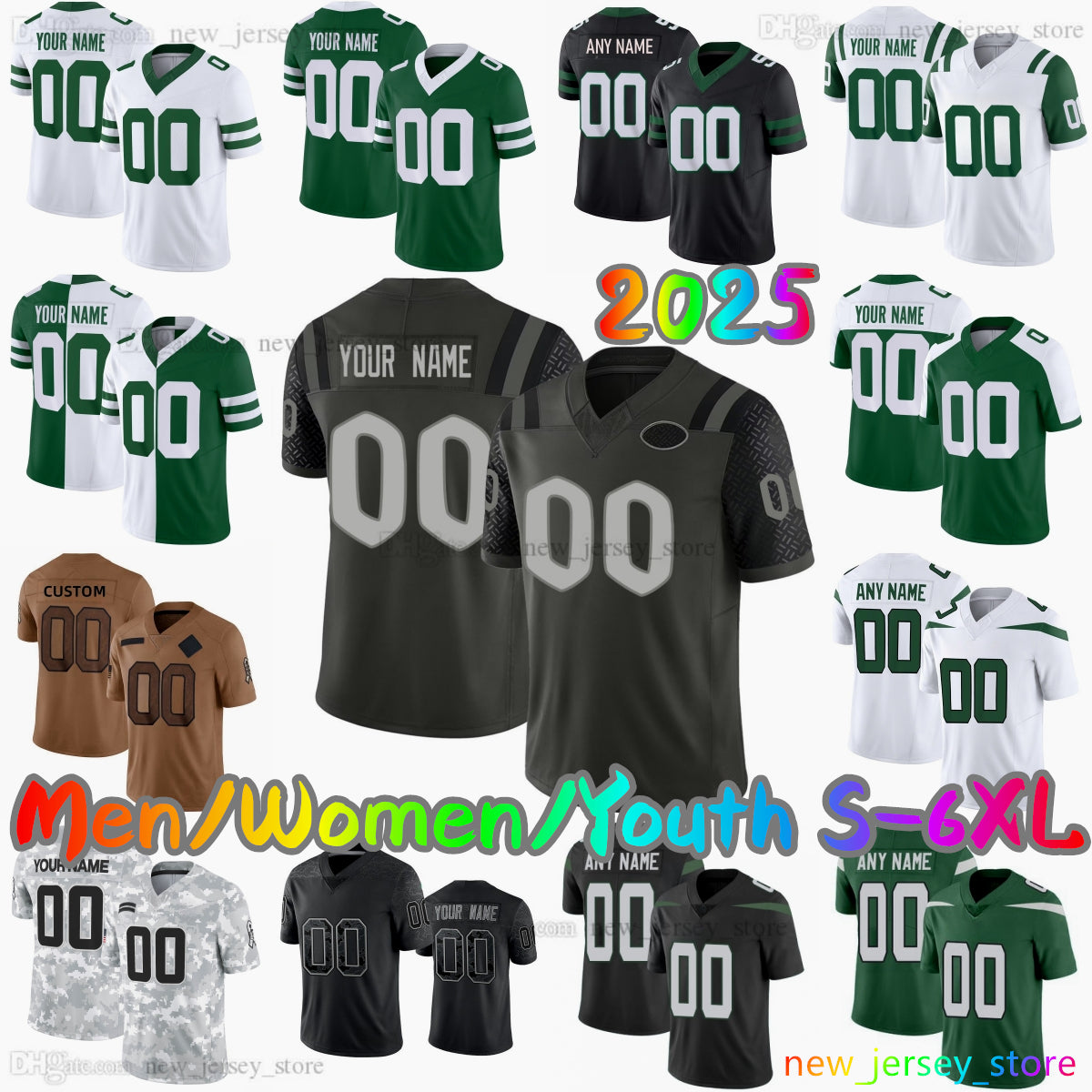 2025 Custom S-6XL DIY 20 Breece Hall Football Jersey 1 Ahmad Sauce Gardner 8 Aaron Rodgers 7 Justin Fields 12 Joe Namath 24 Darrelle Revis Justin Fi